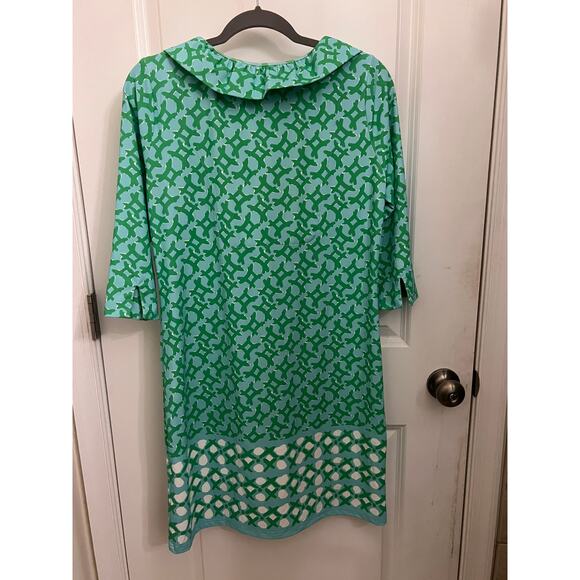 Jean-Pierre Klifa Blue Green Swing Dress XL Vacation Resort Beachy Boho Chic - Picture 2 of 9